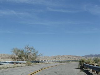 Much of old U.S. 60-70 east of the Coachella Canal is substandard with narrow a roadway without shoulders, sharp curves, limited road cuts, and deteriorating asphalt. With limited traffic, this road is meant to be enjoyed as it was back when it served as the principal route east to Blythe and Phoenix.