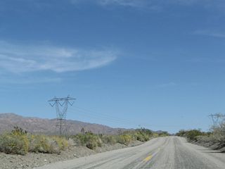 A 500kV Southern California Edison power line crosses over Historic U.S. 60-70 (Box Canyon Road). East from here, the 500kV Palo Verde-Devers line (part of Path 46) interconnects Palm Springs with the Palo Verde Nuclear Generating Station in Arizona.