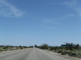 Eastbound Historic U.S. 60-70 (Chuckwalla Road) approaches Corn Springs Road southwest to Corn Spring and Aztec Well.