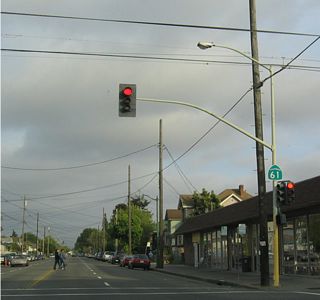 Southbound California 61 (Encinal Avenue) at Chestnut Street.