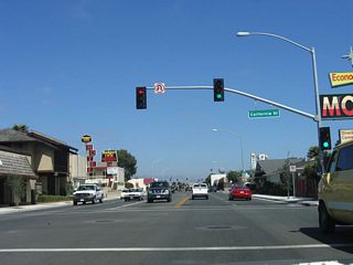 The next signalized intersection is with California Street, two blocks east of Pajaro Street. Downtown Salinas is located north and west of this point, mostly along the Main Street corridor.