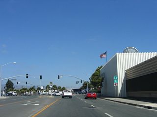 Eastbound California 68 (John Street) approaches U.S. 101 Business. The business route follows an old alignment of U.S. 101. Follow U.S. 101 Business (Front Street) north to Market Street and a junction with California 183 northwest to California 1 and Castroville. To the south, U.S. 101 Business (Abbott Street) eventually reunites with U.S. 101 (El Camino Real) southeast of town. The local NBC television affiliate (KSBW-8) is located at the southwest corner of this intersection.