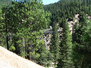 Located southeast of the Spanish Creek Bridge, California 70/ 89 pass close by the Keddie Wye, which is where the Union Pacific Railroad (formerly the Southern Pacific Railroad) splits.