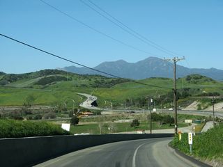 Northbound La Pata Avenue at California 74. Ortega Highway runs east-west through the valley.