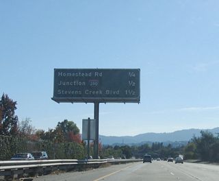 The next three exits along California 85 (Stevens Creek Freeway) south are Exit 19B, Homestead Road; Exit 19A, Interstate 280 (Father Junipero Serra Freeway); and Exit 18, Stevens Creek Boulevard.