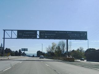 Southbound California 85 (Stevens Creek Freeway) reaches Exit 22B, California 82 (El Camino Real) north to Mountain View. This off-ramp technically connects to the west end of California 237 (South Bay Freeway), which changes into Mountain View-Alviso Road and Grant Road after crossing over California 82 (El Camino Real).