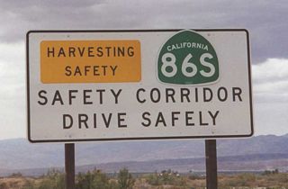 California 86S (now California 86) is a designated safety corridor. Photo taken 09/99.