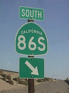 This expressway entrance sign was found along southbound California 86S (now California 86) near Indio. Photo taken 09/99.