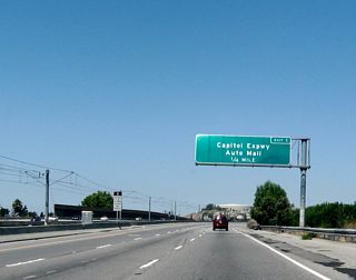 The Capitol Expressway is unsigned Santa Clara County Route G-21. The expressway corridor begins at Santa Clara County Route G-8 (Almaden Expressway) and travels east past California 82 (folded diamond interchange) and U.S. 101 before turning north to connect with Interstate 680. Most maps do not show the G-21 designation, and thus far no shields have been found in the field.