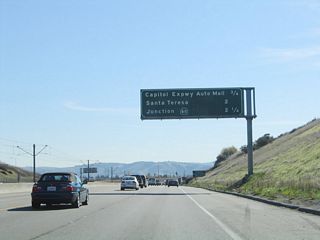 The final four exits along California 87 south are Exit 1D, Capitol Expressway/Auto Mall; Exit 1C, Santa Teresa Boulevard south; Exit 1B, California 85 (West Valley Freeway) north; and Exit 1A, California 85 (West Valley Freeway) south.