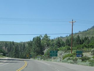 California 88 enters the unincorporated community of Woodfords. Dating back to the days of the Pony Express, Woodfords today is a roadside settlement about six miles north of the Alpine County seat of Markleeville and is the point where California 88 will meet California 89.