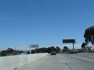 A dynamic message sign is located immediately after the on-ramp from Culver Boulevard.