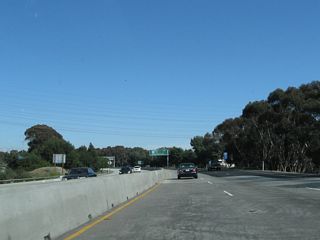 California 90 widens to three eastbound lanes.