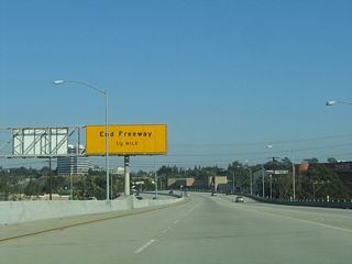 The California 90 freeway ends in one-half mile.