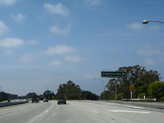 Westbound California 90 (Marina Freeway) meets Exit 1D, Centinela Avenue. The right lane ends and the freeway narrows as we approach the final freeway interchange at Exit 1C, Culver Boulevard.