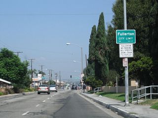 North of the Riverside Freeway, Euclid Street enters the city of Fullerton.