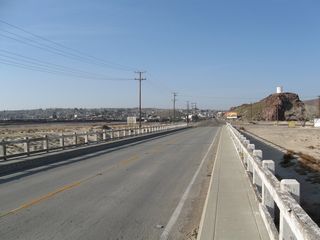 Between Old Highway 58 and Irwin Road, Historic U.S. 91 crosses a mostly dry wash that leads into the Mojave River. This bridge was constructed in 1939 according to the date stamp.