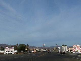 Services line both sides of Historic U.S. 91-466 (Baker Boulevard), including food, gas and lodging. A garage is available to assist motorists with disabled vehicles in the vast desert.