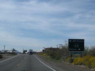 Vidal Junction, where U.S. 95 converges with SR 62, lies six miles northwest of Vidal. SR 62 travels east to Parker, Arizona, and west to Rice and Twenty Nine Palms.