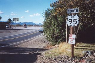 The addition of the California Agricultural Inspection Station on the northeast corner of U.S. 95/SR 62 at Vidal Junction resulted in the removal of this confirming marker.