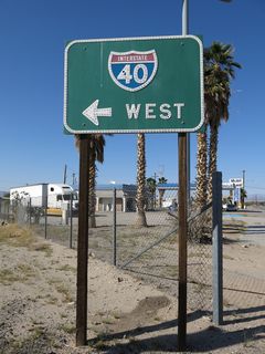 Interstate 40 traverses Fenner Valley and the Bristol Mountains among other sparsely populated desert areas west from Needles to I-15 at Barstow.
