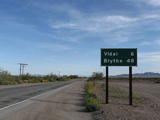 The unincorporated community of Vidal lies six miles to the southeast of SR 62 along U.S. 95.
