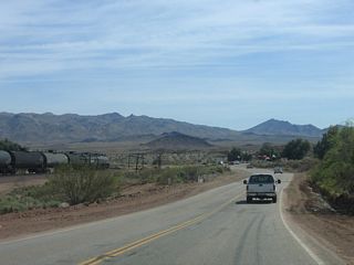 The BNSF Railroad line at Arrowhead Junction returns to U.S. 95 south from Ibis at Klinfelter.