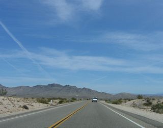 Unlike the segment of U.S. 95 between the Nevada state line and Arrowhead Junction, the terrain on U.S. 95 paralleling Sacramento Wash to the north is much flatter.