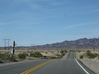 Traveling northeast along the Riverside Mountains, U.S. 95 traverses a series of dips and valleys.