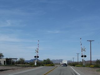 The at-grade crossing with the BNSF Railroad at Vidal.