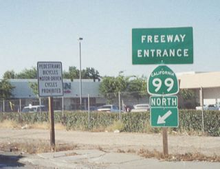 California 99 has hundreds of freeway entrance assemblies scattered along its route, since so much of it is freeway (especially in the San Joaquin Valley south of Sacramento).