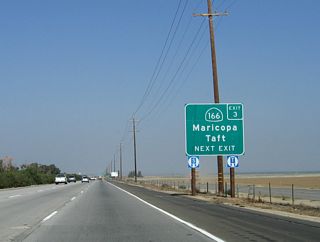 California 166 travels almost due west to Maricopa and Taft, then proceeds toward the coast, intersecting with U.S. 101 in Santa Maria and ultimately ending at California 1 in Guadalupe.