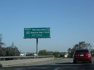 The next exit along California 99 north is Exit 30, California 65 (Porterville Highway) north to Porterville and Sequoia National Park (one mile).