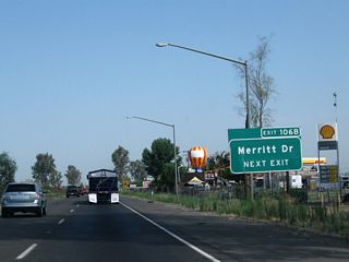 The next exit along California 99 (Golden State Highway) north is Exit 106B, Merritt Drive (next right).