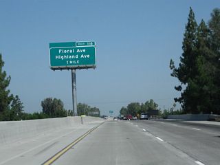 The next exit along California 99 north is Exit 118, Floral Avenue east/west, California 43 (Highland Avenue) south, and Highland Avenue north. Floral Avenue travels east to Selma and west to Monmouth. California 43 (Highland Avenue) travels south to Hanford and Corcoran. Highland Avenue continues north of this interchange to end at Dinuba Avenue. To Old U.S. 99/Golden State Boulevard, follow Highland Avenue north.