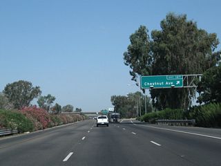 Northbound California 99 meets Exit 127, Chestnut Avenue.