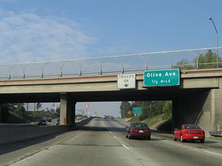 The next exit along California 99 north is Exit 135A, Olive Avenue (one-half mile).