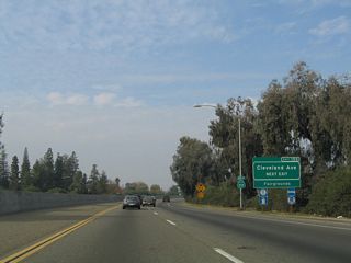 The next exit along California 99 north is Exit 155, Cleveland Avenue.