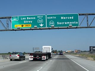 The left two lanes will connect to California 152 west to Los Banos and Gilroy.