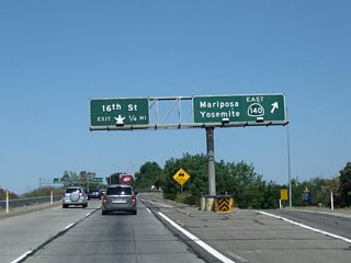 Northbound California 99 meets Exit 186B, California 140 east to Mariposa and Yosemite National Park. For access to downtown Merced, use 16th Street, which is the business route (Exit 186C, second right).
