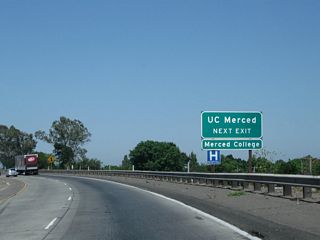 The next exit along California 99 north is Exit 187A, G Street. Use G Street northeast to Yosemite High School, Merced College, and University of California, Merced.