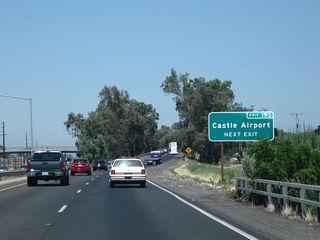Castle Airport, a general aviation airport, lies north of here via Buhach Road. The airport is located on the site of former Castle Air Force Base, which closed in 1995.