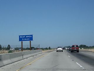 Continue north along California 99 for a rest area five miles ahead.
