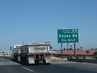 The next exit along California 99 is Exit 218, Keyes Road (0.75 mile).