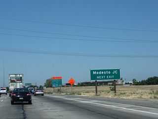 Leaving downtown, the next exit along California 99 north is Exit 227, Kansas Avenue. Use Kansas Avenue east to Modesto Junior College.