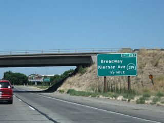The next exit along California 99 north is Exit 233, California 219 (Kiernan Road) east to California 108 en route to Oakdale and Sonora. This interchange also services Broadway, which travels west into the community of Salida.