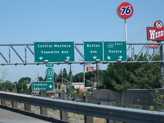 Most motorist services (gas, food) are available at Exit 242, California 120 (Yosemite Avenue) in Manteca.