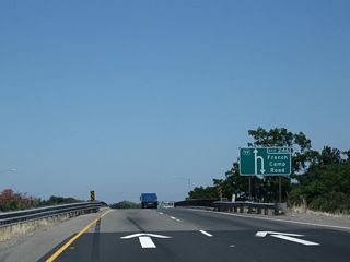 This unique diagrammatic sign is used for the exit from northbound California 99 to San Joaquin County Route J-9 (French Camp Road) (Exit 246).