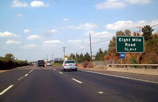 The next exit along California 99 north is Exit 260, Eight Mile Road, 0.75 mile.