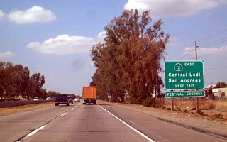 California 12 east travels to Brandywine, then connects with California 88 east of Victor. East of California 88, California 12 enters the foothills before culminating at its junction with California 49 (Gold Country Highway) in San Andreas.
